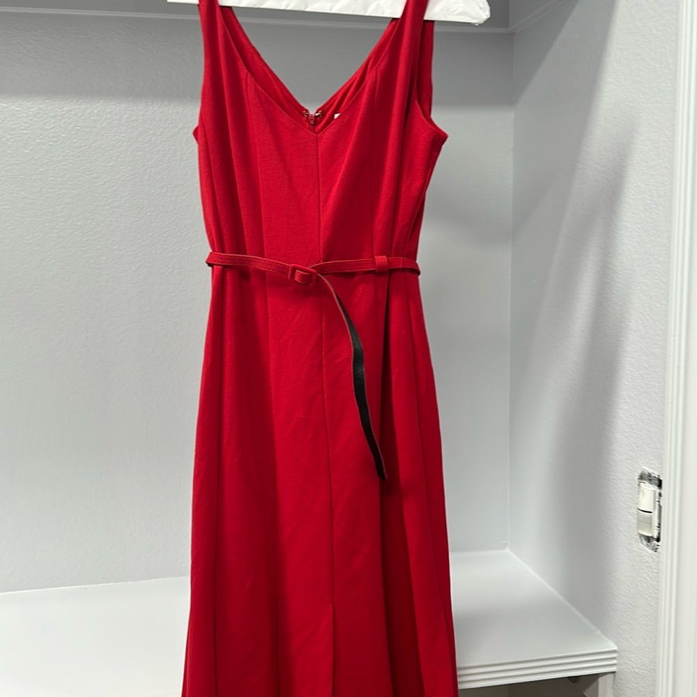 Julia Jordan red dress with fun pleats with lace underlay